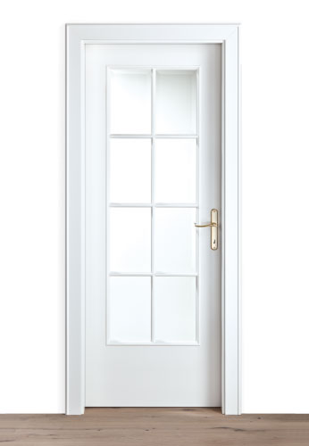 Innentür Klassik: weiße Zimmertür mit Glaselement in Gitterfenster-Optik