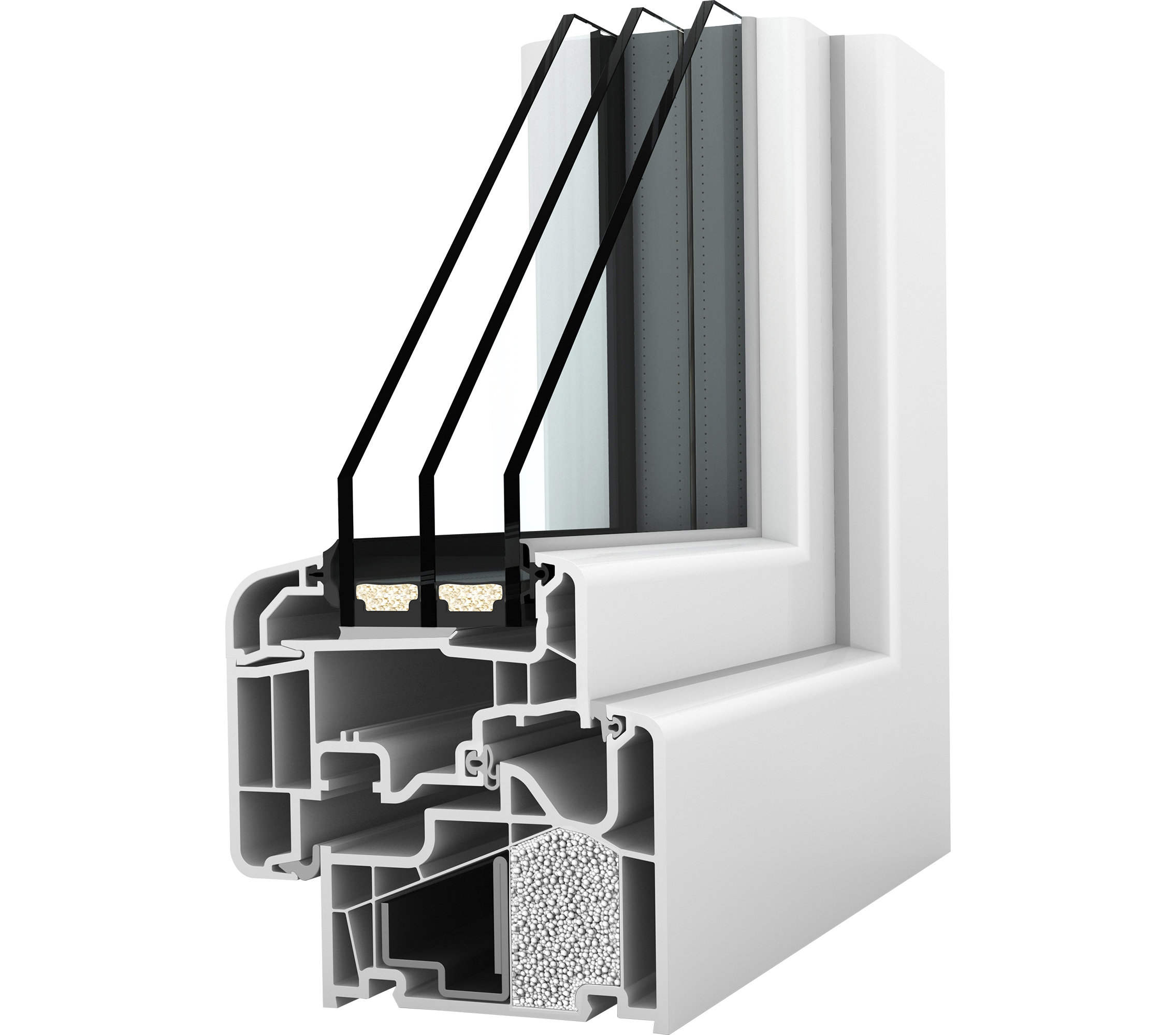 Internorm KF 410 home soft, Kunststoff ohne Aluschale: Profilschnitt
