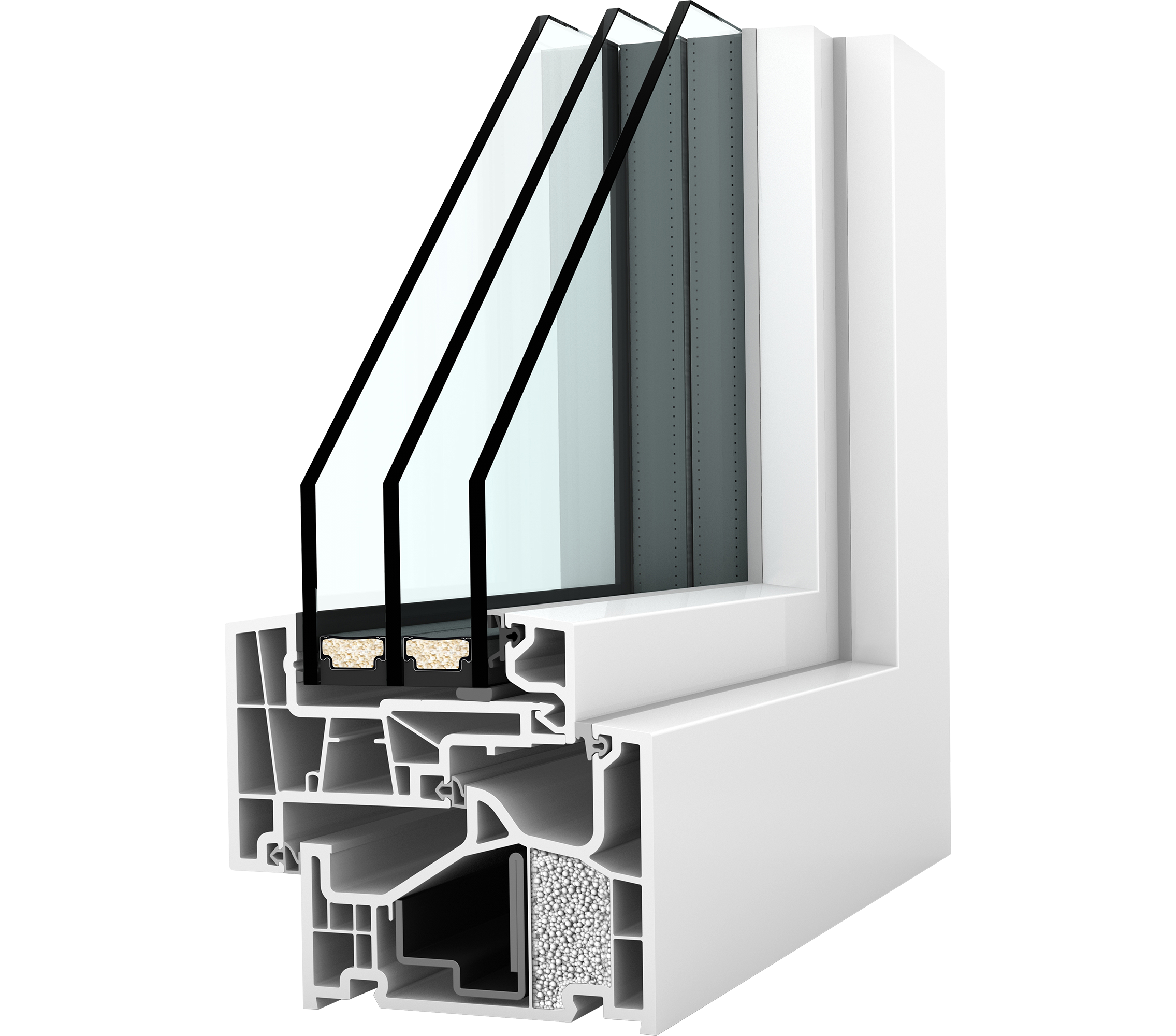 Internorm KF 510 home pure, Kunststoff ohne Aluschale: Profilschnitt