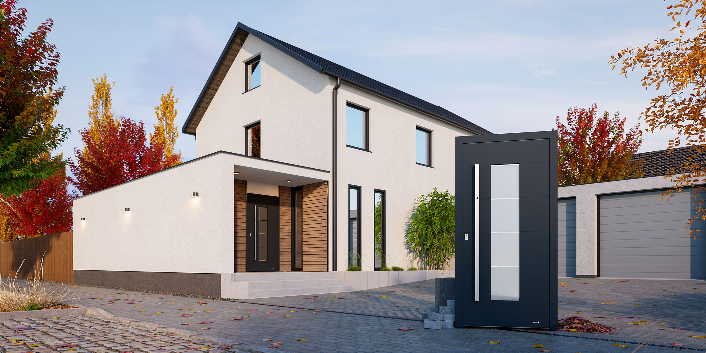 Aluminium-Haustür STYLE aus dem KÖSTER Programm in Anthrazit mit Glas