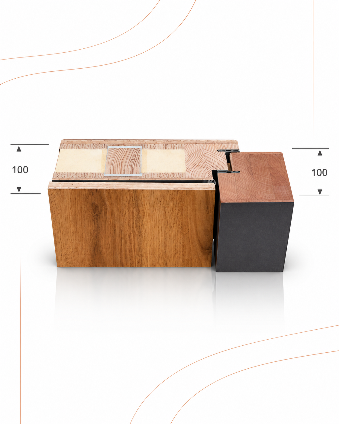 Holzhaustür DuoLine100 bei Kutz – technischer Querschnitt des Türsystems mit 100 mm Bautiefe.