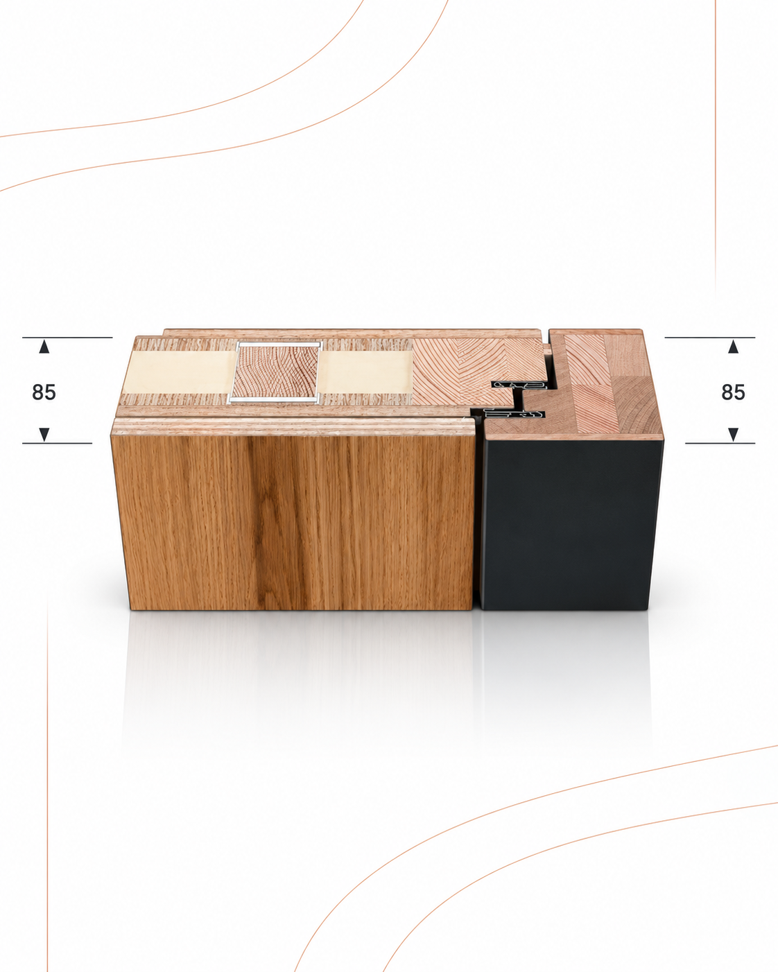 Holzhaustür PlanoDuoLine85 bei Kutz – technischer Querschnitt des Türsystems mit 85 mm Bautiefe.