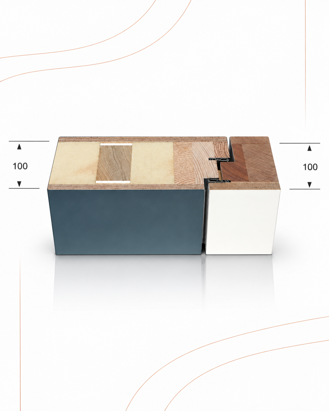 Holzhaustür PlanoPassiv100 bei Kutz – technischer Querschnitt des Türsystems mit 100 mm Bautiefe.